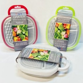 Trade Shop - Grattugiera In Acciaio Con Contenitore E Coperchio Grattugia Formaggio Julienne