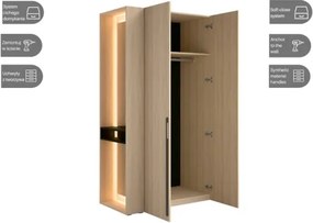 Armadio Ingresso 110x207h Cm 2 Ante Con Specchio Laterale Rovere Barcelona