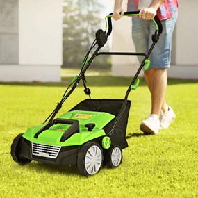 Costway Scerbatore per prato con 2 interruttorI di sicurezza 13 ampere sacco raccoglitore 45L, Scarificatore elettrico 2 Colori