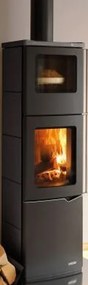 Palazzetti Eva S Stufa A Legna Con Forno ad aria 8kw rivestimento in Acciaio Antracite