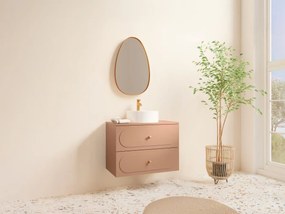 Mobile bagno sospeso con lavabo d'appoggio tondo - Rosa antico - 80 cm - SATOBAL