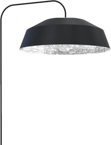 Lampada da terra Tokyo paralume nero, foglia argento, H 165 cm ø35 cm E27 MAX42W LUMICOM