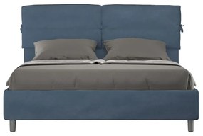 Letto matrimoniale e rete 160x190 in microfibra blu Nandy