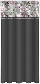 Tenda semplice grigio scuro con stampa di peonie rosa Larghezza: 160 cm | Lunghezza: 270 cm