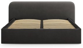 Letto matrimoniale imbottito nero con contenitore e rete inclusi 200x200 cm Elizabeth – Micadoni