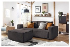 Poggiapiedi grigio tortora con rivestimento in velluto a coste Nihad – Bobochic Paris