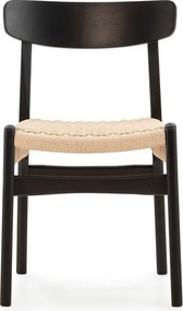 Sedie da pranzo in set nere in legno di cauciù massiccio 2 pz Biel – MOME