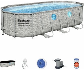 Piscina Ovale rattan con Oblò Power Steel Swim Vista 549x274x122 cm Bestway 56716