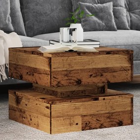 Tavolino Da Salotto Con Luci Led Legno Antico 50x50x40 Cm /