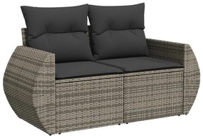 Set divano da giardino 8pz con cuscini grigio chiaro polyrattan