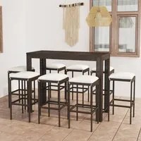 Set da Bar da Giardino 9 pz con Cuscini in Polyrattan Marrone 3064789