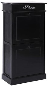 Scarpiera Nera 50x28x98 Cm İn Legno Di Paulownia /