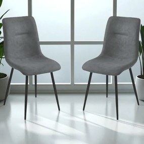 Sedia da pranzo in tessuto Grigio Scuro gambe metallo Nero - MANDY 2 sedie