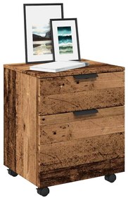 Schedario Con Ruote Legno Antico 45x38x54 Cm Legno Multistrato /