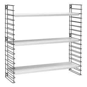 Scaffale nero a 3 livelli con ripiani bianchi, larghezza 70 cm Libro - Metaltex