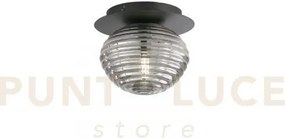 Plafoniera ripple nera 1 luce attacco e27 20x20x17cm in vetro soffi...