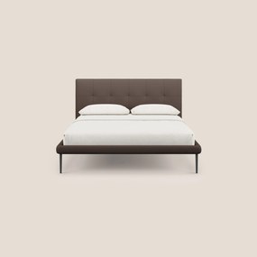 Midori letto imbottito trapuntato in ecopelle con piedini alti T04