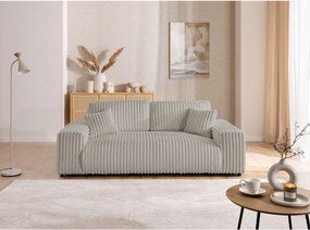 Divano grigio chiaro con rivestimento in velluto a coste 213 cm Justin – Ropez