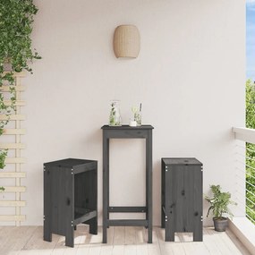 Sgabelli Da Bar 2pz Grigi 40x36x75 Cm İn Legno Massello Pino /