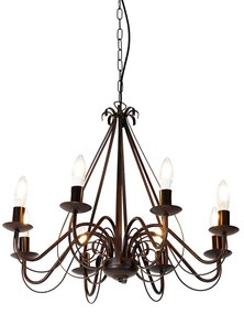 Lampadario intelligente ruggine marrone 8 luci incl. Wifi B35 - Giuseppe