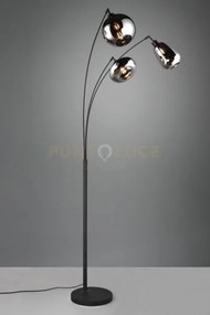 Lumina piantana metallo nero ad arco con 3 diffusori forme differen...