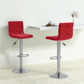 Sgabelli Da Bar 2 Pz Rosso Vino İn Velluto /