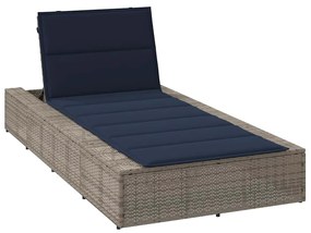 Lettino Prendisole Con Cuscino Galleggiante Grigio Polyrattan /
