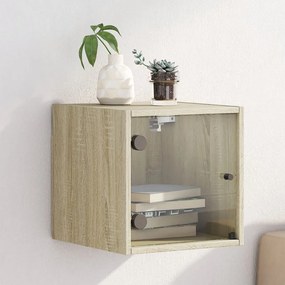 Comodino Con Anta İn Vetro Rovere Sonoma 35x37x35 Cm /