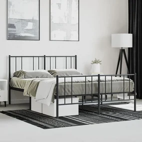 Giroletto con testiera e pediera metallo nero 140x190 cm