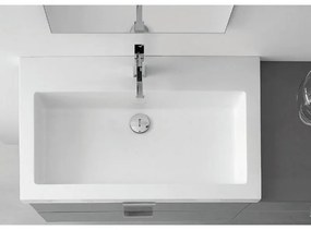 Lavabo d'appoggio rettangolare L 95 x H 11.5 x P 33 cm in ceramica bianco