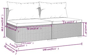 Set Divani da Giardino 2 pz con Cuscini in Polyrattan Nero