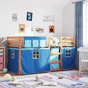 Letto A Castello Senza Materasso Blu 90x190cm Massello Pino /
