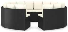 Set Divani da Giardino 8 pz con Cuscini in Polyrattan Nero