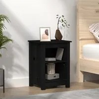 Comodino Nero 40x35x55 cm in Legno Massello di Pino cod mxl 30472