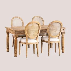 Set tavolo rettangolare in legno di mango Taraz (160x90 cm) e 4 sedie - Sklum