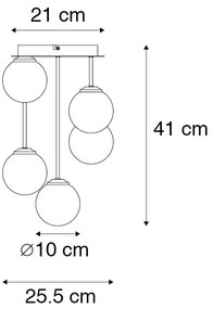 Plafoniera moderna oro 5 luci vetro fumé - ATHENAS