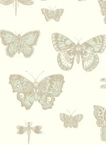 Cole & Son Carta da parati Butterflies & Dragonflies - Duck Egg/ Ivory