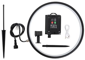 Lampada da esterno nera a punta 60 cm con LED ricaricabile e solare IP65 - Adalind