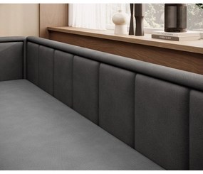 Divano grigio scuro allungabile/con contenitore e rivestimento in ciniglia 214 cm Fulgeo – ELTAP