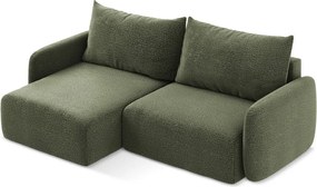 Divano angolare verde allungabile/con contenitore (con penisola a sinistra) Kalena – Makamii