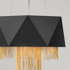 Lampadario Contemporaneo Zuma In Acciaio Nero Satinato Oro 6 Luci E27