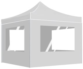 Gazebo Pieghevole Con Pareti İn Alluminio 3x3 M Bianco /