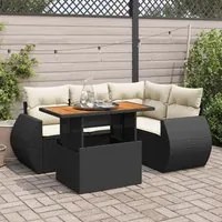 Set Divani da Giardino 5 pz con Cuscini in Polyrattan Nero 3327255