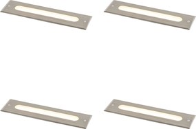Set di 4 faretti da incasso a terra moderni in acciaio 30 cm con LED IP65 - Eline
