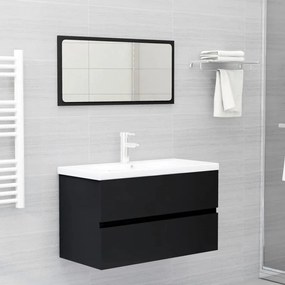 Set Mobili Da Bagno Nero İn Legno Multistrato /