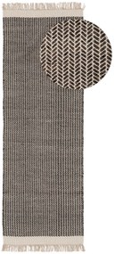 benuta Pure Tappeto passatoia in lana Kim Bianco & Nero 80x250 cm - Tappeto fibra naturale