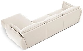 Divano angolare beige (con penisola a destra/con chaise lounge) con rivestimento in velluto Vanda – Mazzini Sofas