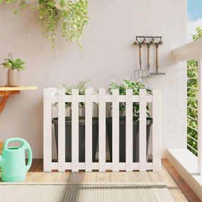 Fioriera Giardino A Recinzione Bianca 100x50x70cm Massello Pino /
