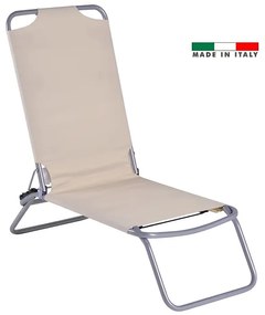 Lettino senza cuscino Idea FIAM in acciaio grigio e seduta beige