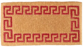Zerbino Imperiale in Cocco Naturale con Cornice Grecata Rossa 45x90 cm – Made in India